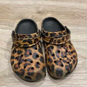 Leopard Crocs size 5 womens